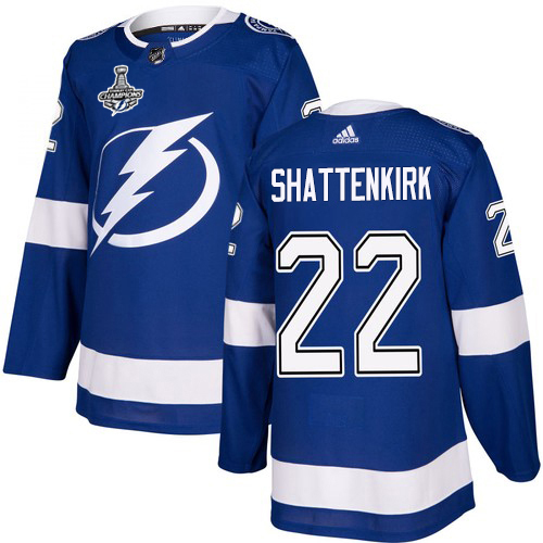 Adidas Tampa Bay Lightning #22 Kevin Shattenkirk Blue Home Authentic Youth 2020 Stanley Cup Champions Stitched NHL Jersey->youth nhl jersey->Youth Jersey
